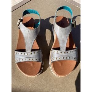 Roan By Bed Stu Women's Size 7.5 Martina Leather Sandals in Alkaline Epica Gray